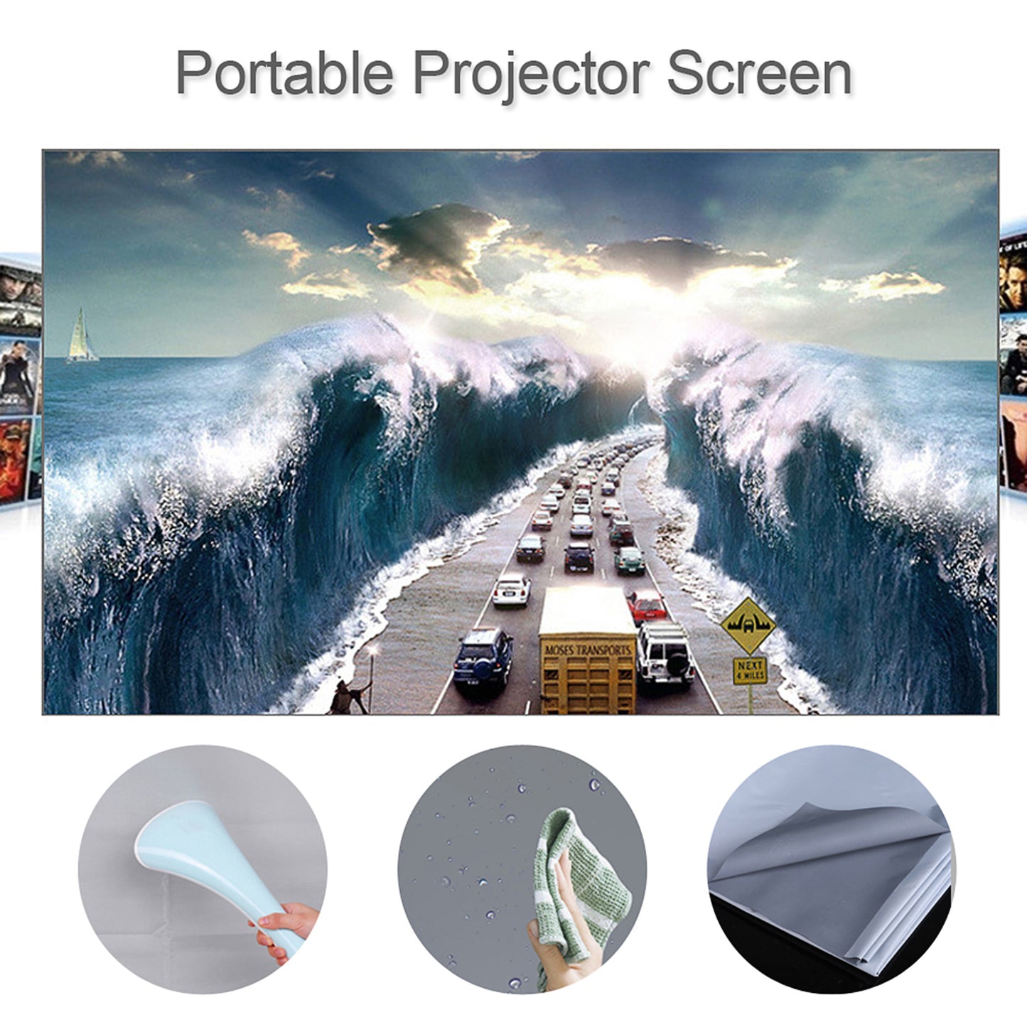 Portable Projector Screen Simple Curtain For Home Cinema , Outdoor and Office