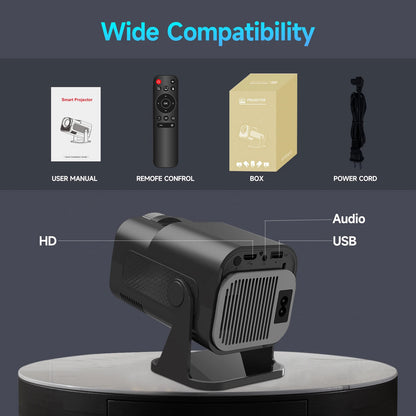 Smart Portable HY320 Projector 4K Native 1080P 390 ANSI 180° Rotatable